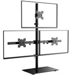 WALI Triple Monitor Stand, Height Adjustable Free-Standing Monitor Desk Mount, fits 3 Computer Screens up to 27 Inch, Holds up to 22lbs per Arm (GMF003)