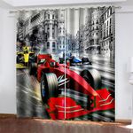 CTQTZ - Blackout Curtains for Kids Boys Girl - Red Racing Car - Pair of Eyelet Curtains - Formula Car - Window Curtain for Bedroom Living Room - 29.5" Width x 65" Drop (75 x 166cm)