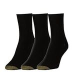 GOLDTOE Women's Non-Binding Salon Short Crew Socks, 3-Pairs, Black, Medium