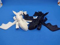 3Dreams4U 3D Printed Dragon Flexi Toy with Flapping Wings |Stress Reliever | Desk Toy | Dragon Toy | Toothless (White-Black)