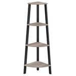 VASAGLE Corner Shelf Unit, 4-Tier Corner Shelf, Ladder Shelf for Living Room, Bookshelf or Plant Stand, Industrial Accent Furniture, Greige and Black LLS034M01