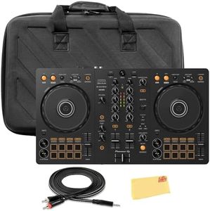 Pioneer DDJ-FLX4 2-Channel DJ Controller - Black Bundle with Case, TRS to RCA Breakout Cable, and Austin Bazaar Polishing Cloth