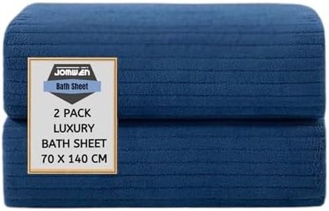 Large Bath Towels, JOMWEN Oversize Towel Microfiber Bath Sheet, Super Absorbent Bathroom Towel Set, Quick Dry Shower Towels for Home, Hotel, Dorm, Spa, Shower (Blue, 2 Pack, 70 x 140 cm)