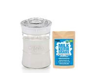 Kefirko Complete Milk KEFIR Starter Kit 848ml Jar with Organic Grains – Make Your own Probiotic Drinks at Home for Good Gut Health and Build Your Immunity. (White)