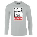 Reality Glitch Men's Bad Guy Long Sleeve T-Shirt (Medium, Light Grey)