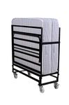 Springtek Rollaway Wrought Iron Metal Folding Bed Single for Sleeping | Foldable Bed with Mattress | Premium 6 Inch Single Size Gadda with Lockable Wheels | Space Saving Extra Guest Bed | Black