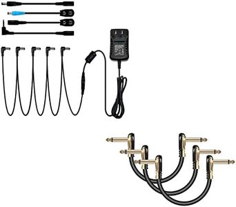 AZOR 9V Pedal Power Supply Adapter 5 Way Daisy Chain Cables with 4 Inch Guitar Patch Cable