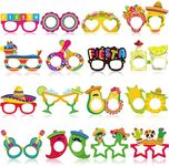 32 Pcs Mexican Fiesta Party Decorations Paper Eyeglasses Taco Party Cactus Pinata Cinco De Mayo Party Costume Photo Booth Props Favor for Taco Twosday Birthday Party Let's Fiesta Party Supplies