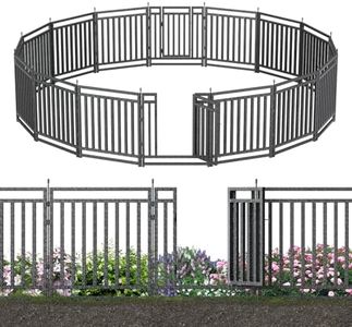 Petorldog Outdoor Garden Fence-Durable, Secure Yard Barrier 32in (H) x 36ft (L), 14 Panels + 2 Gates, Weather-Resistant Fencing Ideal for Pets, Privacy & Decoration, Black Silver