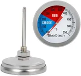 Stainless-Steel BBQ Grill Smoker Thermometer - 2 Inch Dail Temprature Gauge Charcoal Pit Monitoring for Perfect Grilling(1PC)