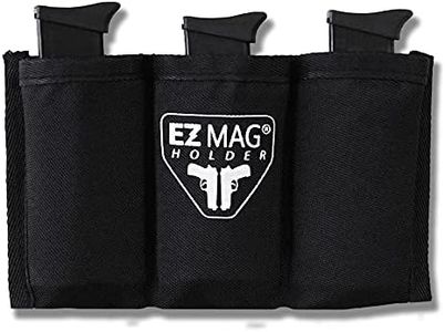 EZ Magazine Holder, Adhesive Magazine Pouch Organizer for Gun Safe, Car, Desk, Door - Pistol Clip Protection with Nylon Interior, Ammunition Single/Double Stack 9mm 10mm .40 .45 - Single Unit