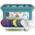 Snazaroo Face Paint Mini Starter Kit for Kids and Adults, 14 Pieces, 6 Colours, 1 Glitter Gel, Brushes, Sponges, Guide, Water Based, Easily Washable, Non-Toxic, Makeup, Body Painting