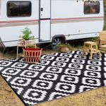 GAOMON Outdoor Rug 5x8 Outdoor Plastic Straw Rug Washable Rug Reversible Outdoor Patio Rugs Waterproof Modern Rug for Outdoors RV Patio Backyard Deck Picnic Beach Trailer Camping Indoor Rug Diamond