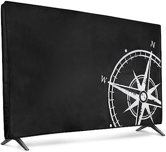 kwmobile Dust Cover for 32" TV - Flat Screen TV Protector - Navigational Compass White/Black