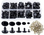 BESTCYC 1Box(125pcs) 5different Size Oval Shape Black Plastic Safty Nose for Teddy Bear Doll Animal Puppet Crafts