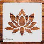 Kachi Pencil Lotus Design Art and Craft Stencils for Painting, Size 6x6 inch Reusable Stencil for Painting, Fabric, Glass, Wall Painting, and Craft Painting