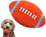 Petbabas Play Ball for Dogs and Pets |Durable Natural Rubber Squeaky Rugby Dog Toy Baseball|Chewing and Teething Toy for Dogs and Puppies (Orange)