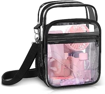 Blvornl Clear Crossbody Bag with Adjustable Shoulder Strap, Stadium Approved PVC Purse Bag with Front and Side Pocket, Messenger Bag for Women and Men for Concerts Events Festivals (Black)