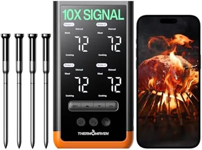 ThermoMaven Wireless Bluetooth Smart Meat Thermometer: Standalone Base, WiFi Thermometer with Sub-1G, 6 Sensors NIST Certified Accuracy, 4 Probes, for Kitchen, BBQ, Grill, Oven, Smoker, Rotisserie