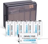 GKUGEYGO 9V Alkaline Battery, All-Purpose Alkaline 9V Battery for Household and Office Devices with Long-Lasting Power (5-Pack)