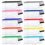 Hedume 50 Pack 10 Colors Zipper Mesh Pouch, 9 x 4-1/2 inches Zipper Pencil Pouch Waterproof Plastic Zip File Bags, for Bills, Cosmetics, Travel Storage, School and Office Supplies