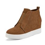 DREAM PAIRS Women's Platform Wedge Sneakers Ankle Booties Tan Size 9 M Us Wedge-Snkr-1