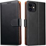 iWEOCO Compatible with iPhone 11 Case Wallet Genuine Leather Flip Anti-Theft RFID Blocking Kickstand Strong Magnetic Clasp Closure Cash Credit Card Slots Protective Wallet Case (Black)