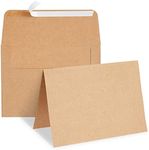 50 Pack Blank A7 Kraft Paper Cards and Envelopes, All Occasion 5x7 Note Cards for Invitations, Open When Letters