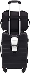 Wrangler Smart Luggage Set with Cup Holder and USB Port, Black, 2 Piece Set, Smart Luggage Set with Cup Holder and USB Port