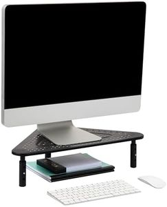 Mind Reader Triangle Monitor Stand, 40lb(18kg) Capacity, Adjustable Height, Ventilated, Metal, 19.5" L x 14.5" W x 5.5" H, Black