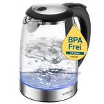 COSORI Electric Glass Kettle, 1.7L, 2200 Watt, Stainless Steel Filter, Inner Lid and Bottom, Quick Boil, Automatic Shut-off, Dry Burn Protection, BPA Free
