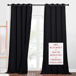 NICETOWN Sound Proof Curtain Panels - Energy Smart & 100% Blackout Drapes for Dining Room/Living Room/Guest Room, Thermal Insulated Halloween Window Curtains (Black, 52 x 95 inch, One Pair)