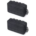 TRIWONDER 2 Pack Molle Pouches Tactical Multi-Purpose Compact Waist Bags Utility Pouch (Black)