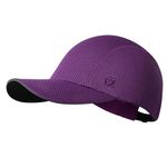 GADIEMKENSD Women's Race Day Running Hat Performance Mesh Baseball Cap - Excellent Ventilation, Lightweight, Reflective Safety Ponytail Hats for Exercise Golf Hiking Beach Workout Gym Dark Purple