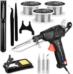 VEEVIIY Soldering Gun Kit, Upgrade 120W Adjustable Temp Multi-Function Soldering Iron Set, Soldering Iron Kit for Electronics Welding Repair (11-Piece Set) (Black)