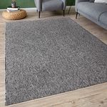 THE RUGS Low Pile Area Rugs – Modern Indoor Rugs for Living Room, Bedroom, Dining Room, Entryway – Non-Shedding (Grey, 80x150 cm)