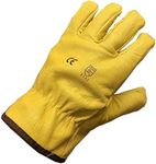 Himalayan Men's H310 Fleece Lined Leather Winter Thermal Cold Work Drivers PPE Gloves, Yellow, L