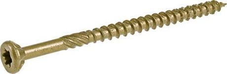 Power Pro Premium Exterior Wood Screws, 9 x 3, 5 lb Bucket of Screws, Exterior Epoxy Coated, Bronze, 417 Pieces