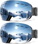 QALLY Anti Fog Ski Goggles for Men Women Snow Goggles with UV Protection Snowboard Goggles, Black Frame Silver Lens/Black Frame Silver Lens