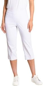 SLIM-SATION Women's Golf Wide Band Pull-On Capri Pant with Real Front Pockets (White,6)