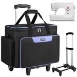 Rolling Sewing Machine Case with Wheels,Sewing Machine Carrying Bag,Trolley Tote Bag Fits for Most Standard Singer,Brother,Janome Sewing Machine and Accessories(Black)