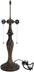 WERFACTORY Table Lamp Base Replacement Only, Wide 6.5 Height 24 Inch, Fit for 12, 14, 16, 18 Inch Tiffany Style Stained Glass Lampshade, Dark Bronze Finish, Metal, Pull Chain Switch