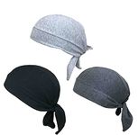 Gajraj Unisex Cotton Patka Skull Cap Bandana/Fashionable Helmet Liner/Head Cap (Pack of 3) (Black-Grey-Classic Grey)