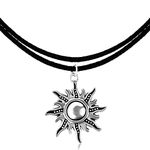 MJartoria Gothic Choker Necklace Native American Bohemian Sun Charm Handmade Pu Leather (Sun), Leather For Unisex-Child