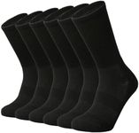 SOX TOWN Men's Merino Wool Cushion Crew Socks for Outdoor Hiking Hike Trail Performance Moisture Wicking Lightweight Summer(Black L)