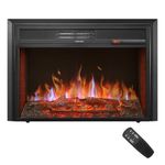 32" Electric Fireplace Inserts Heater - Recessed Fire Places Electric Fireplace Insert with Remote Control, 8H Timer, 6 Brightness Settings, 750 | 1500W, (32" W x 22" H) Black