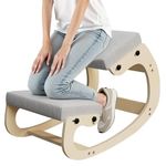 GOFEI Adjustable Kneeling Chair with Rocking Base – Ergonomic Wooden Posture Chair with Thick Padding for Back Support & Long Hours of Sitting at Work or Home