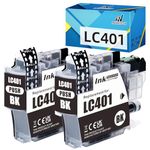 LC401BK Ink Cartridges Replacement for Brother LC-401 LC401 Black Ink Cartridge Use with Brother MFC-J1010DW MFC-J1012DW MFC-J1170DW Printer (2 Black)