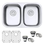 Ruvati RVM4301 Undermount 29" Double Bowl 50/50 Kitchen Sink 16 Gauge Stainless Steel