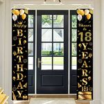 Happy 18th Birthday Door Banner Party Decorations,Black Gold Fabric 18th Birthday Door Porch Sign Banner for boys Girls Women Men 18 Years Old Birthday Party Indoor Outdoor Decor Supplies